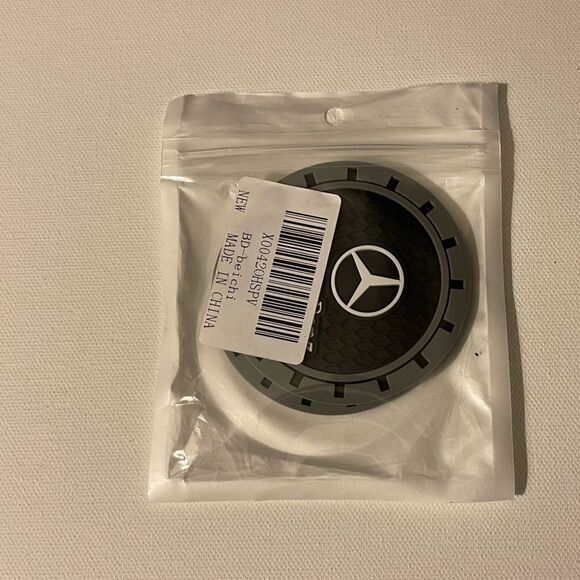 Mercedes logo cup Coasters in black and gray Set of 2 NWT - Picture 5 of 5